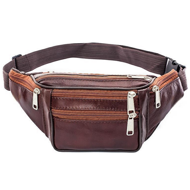 Leather Men Waist Chest Bag Th - Running Belt recension och pris